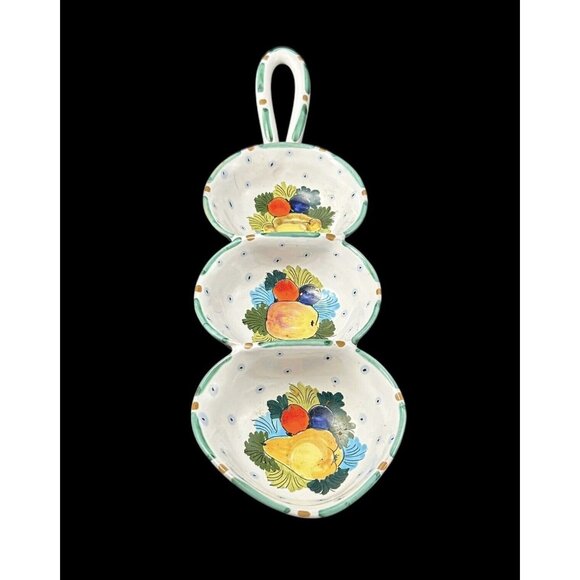 Vintage Art POTTERY Fratelli Fanciullacci Italy Divided Olive Dish Tray Handled - Picture 10 of 10